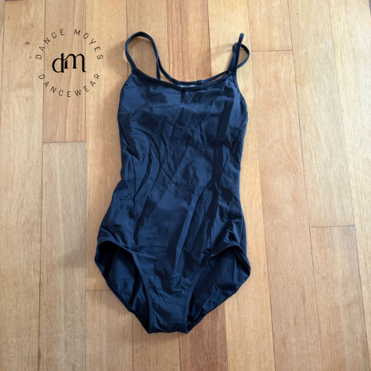 Pre-loved Black leotard with pattern panel back | Good condition | Adult Small